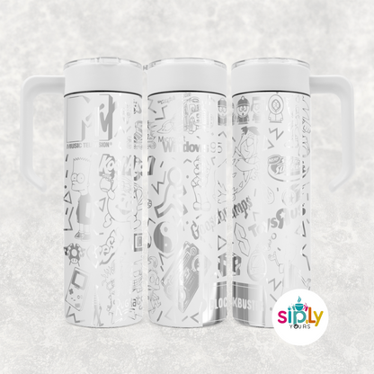 Engraved 90's Nostalgia Tumbler w/ Handle