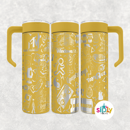Engraved 90's Nostalgia Tumbler w/ Handle
