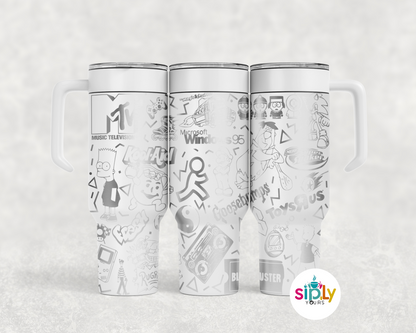 Engraved 90's Nostalgia Tumbler w/ Handle