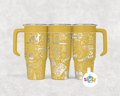 Engraved 90's Nostalgia Tumbler w/ Handle