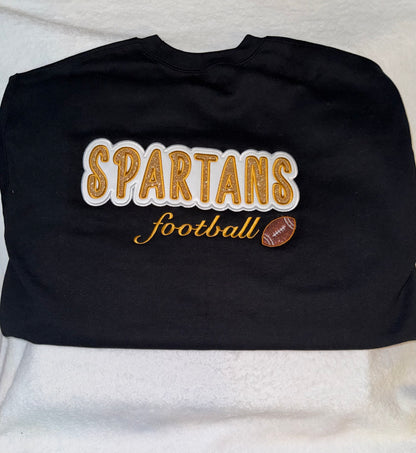 Embroidered Spartans Football Adult Crewneck, Hoodie