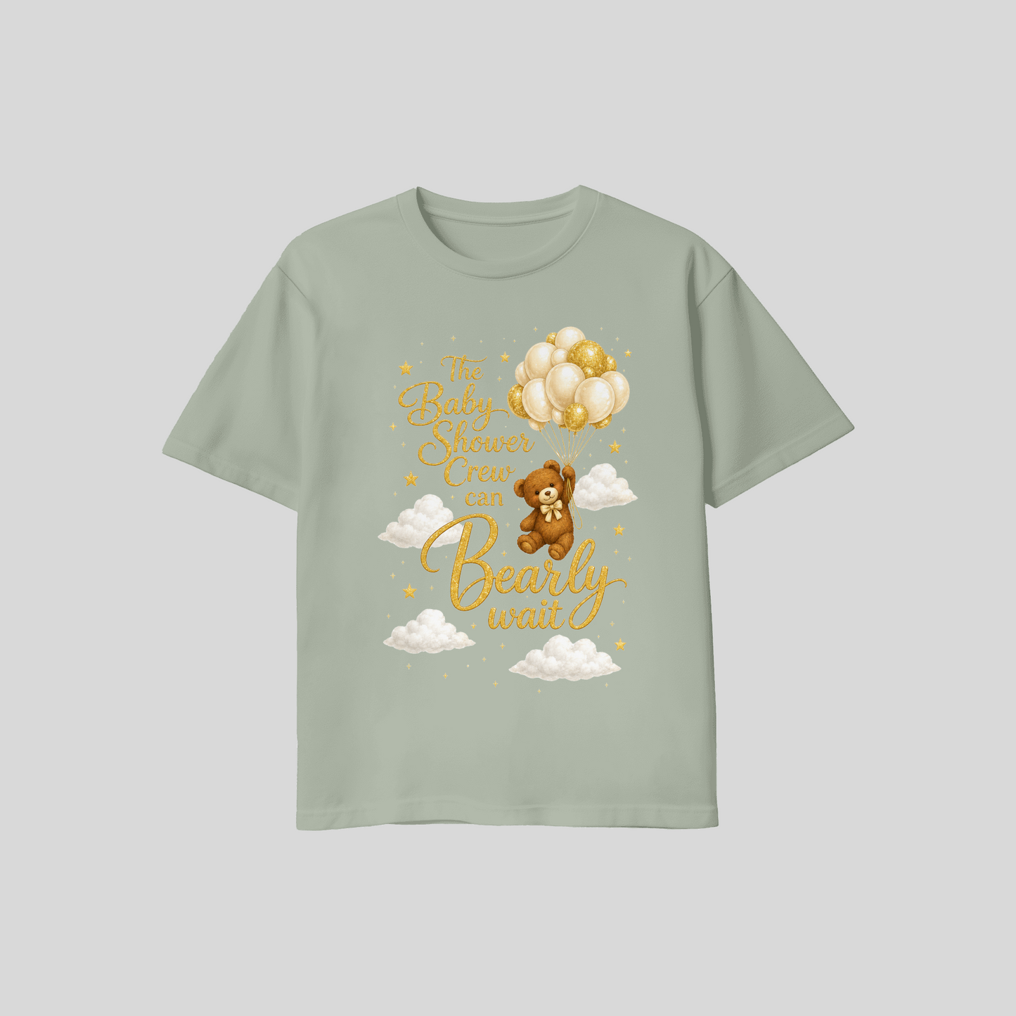 We Can Bearly Wait Baby Shower Ladies T-Shirt - Front & Back Design