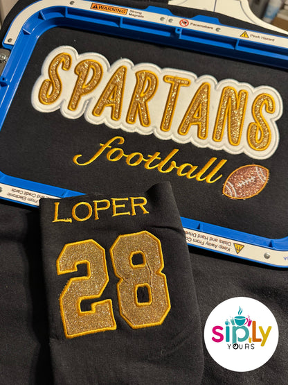 Embroidered Spartans Football Adult Crewneck, Hoodie